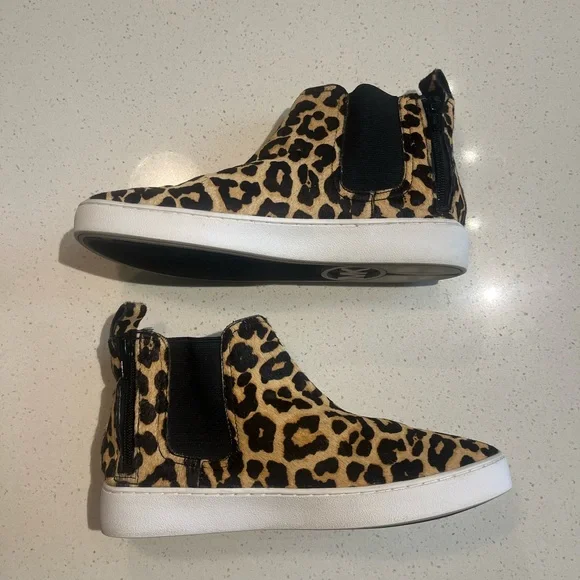 Michael Kors Keaton Bootie Natural Cheetah Pull On Ankle Sneakers Shoes Size 8.5 - Picture 4 of 10